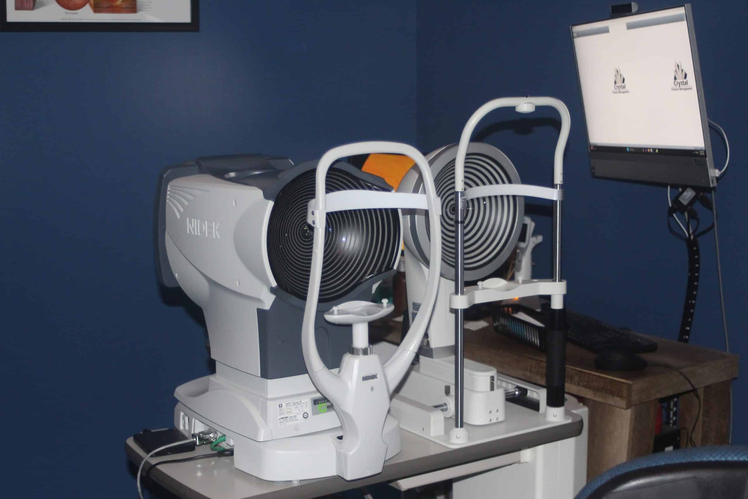 Corneal topographer used to map the eye for scleral contact lens fitting at COVE in New Albany