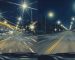 Illustration of night driving with keratoconus, showing headlights and streetlights smeared into starbursts and ghost images on the left and a clearer, calmer road on the right after lens correction